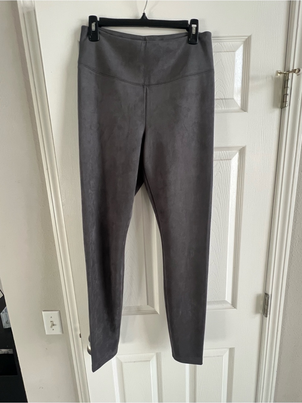 White House Black Market Charcoal Faux-Suede High-Rise Leggings